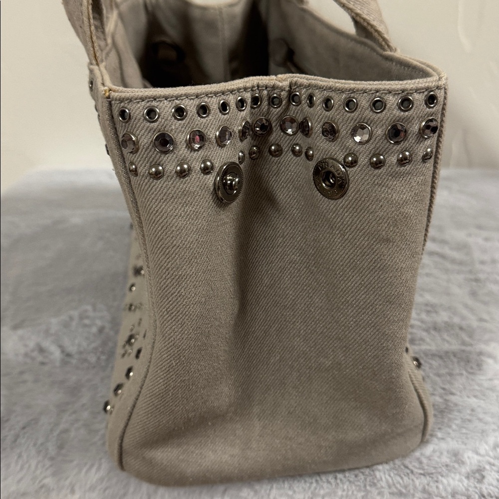 Prada Grey Denim Studded Canapa - Picture 7 of 11